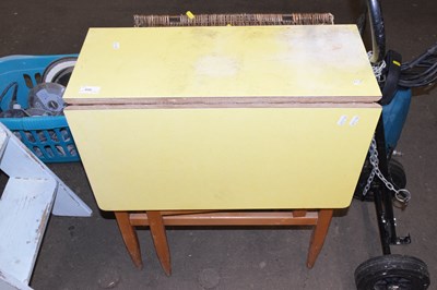 Lot 806 - Yellow Melamine covered drop leaf table