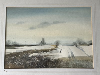 Lot 43 - Watercolour, unsigned, Ely Cathedral across a...