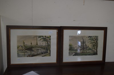 Lot 389 - Two framed Parisian scenes, after Gabrielle...