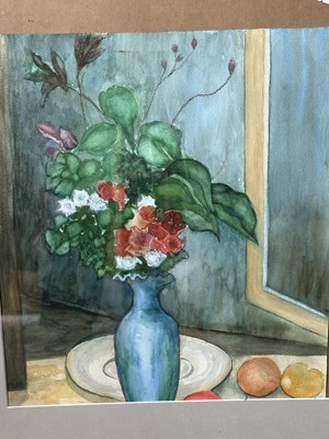 Lot 393 - Unsigned watercolour, Still life with flowers...