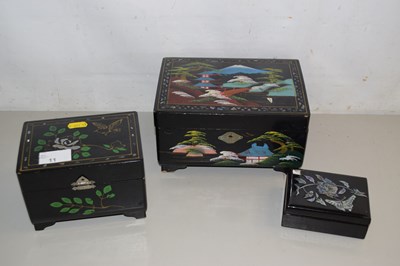 Lot 11 - Group of three modern Oriental lacquered boxes