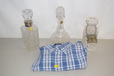 Lot 15 - Group of three various clear glass decanters