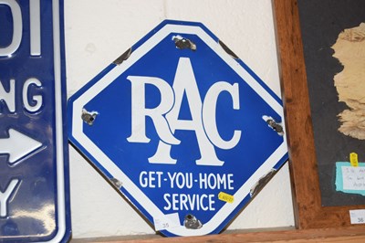 Lot 35 - An enamel RAC sign