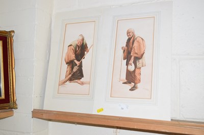 Lot 39 - S Hodo pair of studies of an elderly Oriental...