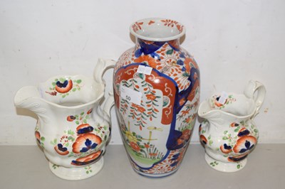 Lot 50 - A Japanese Imari vase together with two...