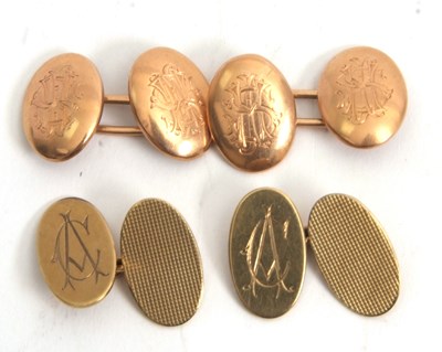 Lot 127A - Two pairs of gold cufflinks: to include a 15ct...