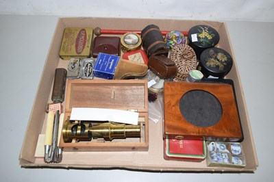 Lot 103 - Mixed Lot: A small unbranded brass microscope,...