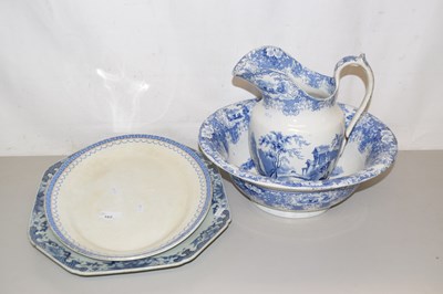 Lot 162 - An octagonal blue and white meat plate...