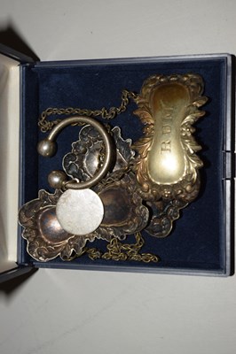 Lot 132 - Three silver plated decanter labels and a...