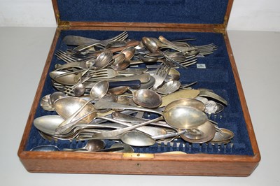 Lot 188 - An oak cutlery canteen containing mixed silver...