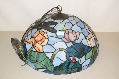 Lot 189 - A large reproduction Tiffany dragonfly ceiling...