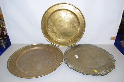 Lot 190 - Three brass serving trays