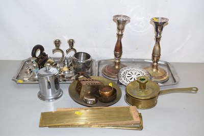 Lot 204 - Mixed Lot:  Various silver plated wares, brass...