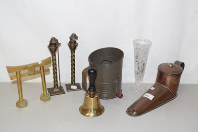Lot 248 - Mixed Lot: Copper ale warmer, candlesticks and...