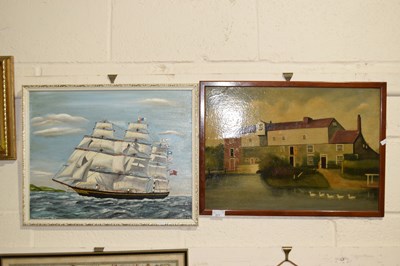 Lot 271 - J Taylor study of The Flying Cloud, oil on...