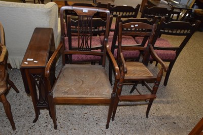 Lot 321 - An Edwardian mahogany armchair together with a...