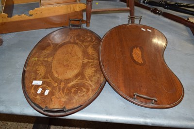 Lot 333 - Two inlaid mahogany serving trays for repair