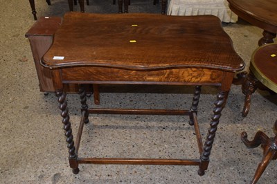 Lot 345 - Early 20th Century oak side table on barley...