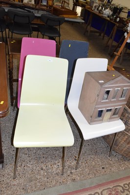 Lot 381 - A set of four modern metal framed dining chairs