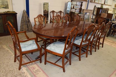 Lot 385 - Reproduction twin pedestal dining table...
