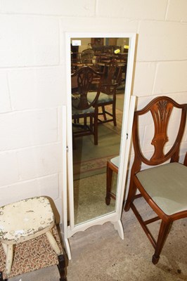 Lot 399 - A cheval mirror in white painted frame