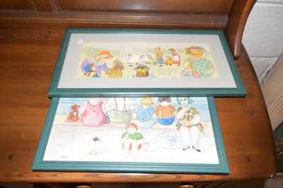 Lot 405 - M Ashley two framed studies Getting Ready for...
