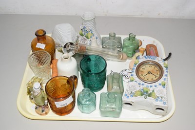 Lot 503 - Mixed Lot: Floral encrusted clock garniture...