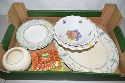 Lot 537 - One box of mixed ceramics, meat plate, cottage...
