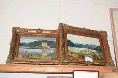Lot 558 - Pair of modern oil on board studies The Castle...
