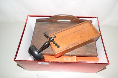 Lot 562 - Mixed Lot: Hardwood box, wooden draughts set etc