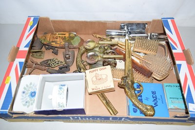Lot 564 - Box of various brass wares, dressing table...