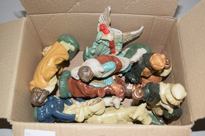 Lot 658 - A pottery nativity set