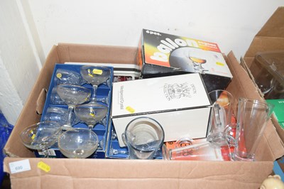 Lot 690 - One box of various glass ware to include Babycham