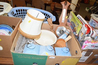 Lot 758 - Box containing barometer, small lanterns etc