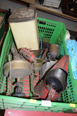 Lot 773 - A box of various blow torches, oil cans etc