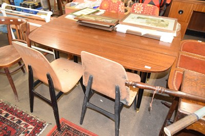 Lot 786 - A retro drop leaf dining table and four chairs