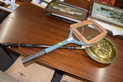 Lot 789 - Brass bed warming pan and a vintage Dunlop...