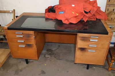 Lot 839 - Retro twin pedestal office desk