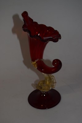 Lot 223 - An Italian red cornucopia vase, probably by...