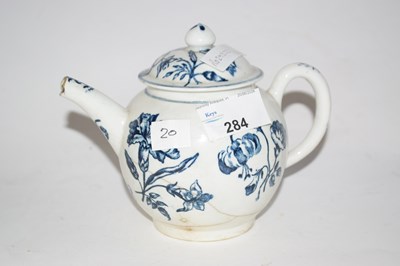 Lot 284 - A Lowestoft porcelain teapot with botanical...