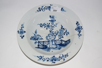 Lot 297 - A rare Lowestoft plate circa 1765 with a fence...