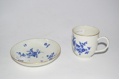 Lot 299 - A Worcester porcelain cup and saucer with dry...