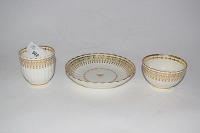 Lot 302 - Late 18th Century Caughley porcelain trio with...
