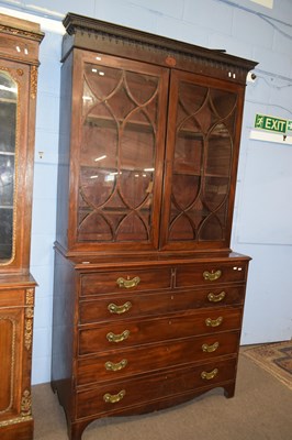 Lot 367 - A George III mahogany bookcase cabinet with...