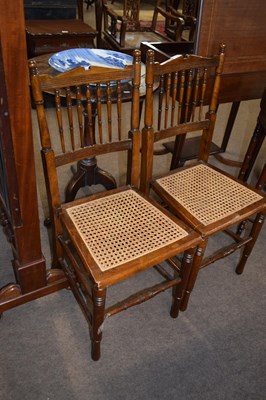 Lot 371 - Pair of Edwardian cane seated bedroom chairs