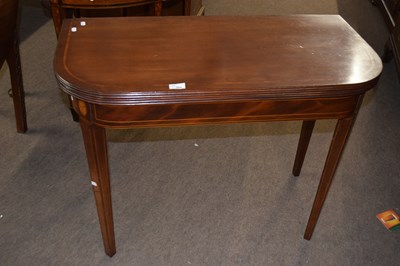 Lot 384 - Georgian mahogany D shaped card table with...