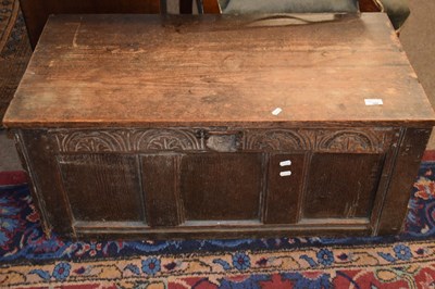 Lot 388 - An 18th Century oak and later adapted coffer...