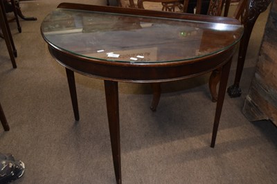Lot 401 - A 19th Century mahogany demi lune hall table...