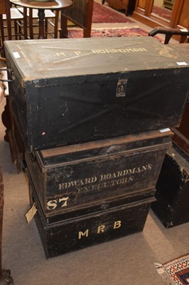 Lot 422 - Group of four vintage painted metal deed boxes