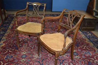 Lot 436 - A pair of Georgian Revival cane seated...